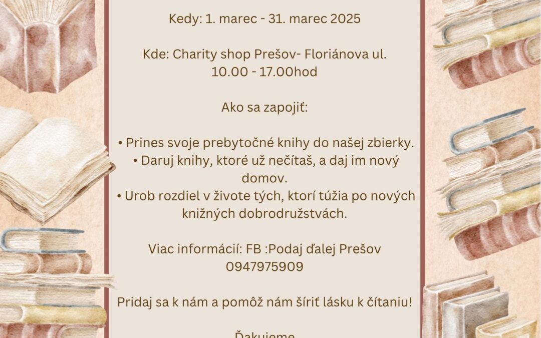Pomôžme spolu – daruj knihu, daruj radosť!