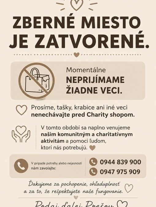 Zberné miesto je zatvorené